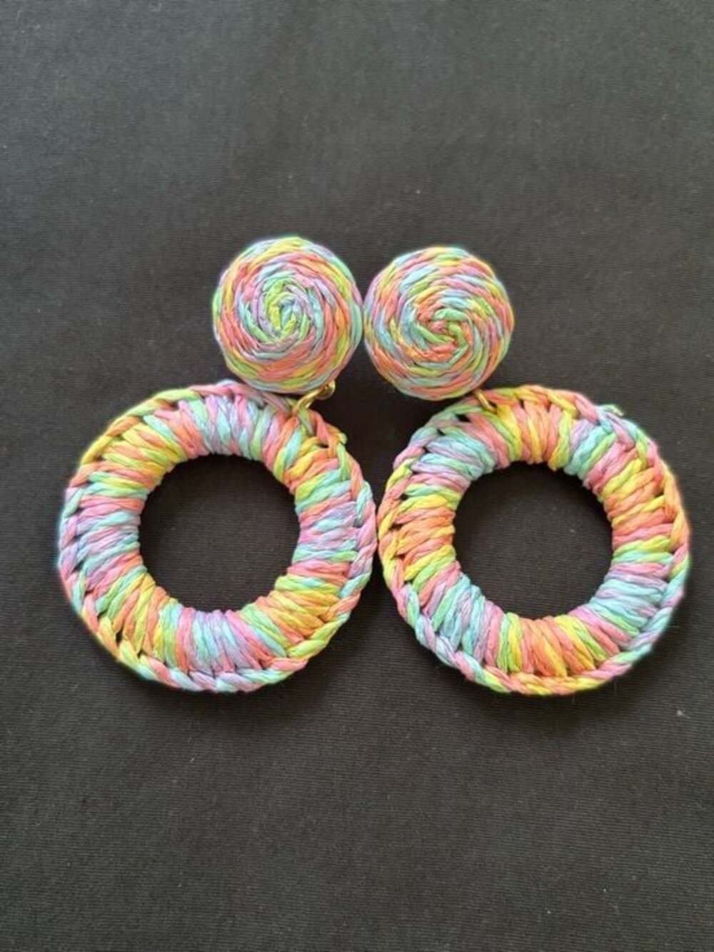Handmade Bohemia Round Rattan Earrings Wicker Earrings